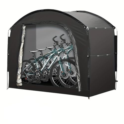 Cykelgarage väderbeständigt, cykelskydd för 2–4 cyklar – multifunktionellt utrustningsskjul lagertält, carport och trädgårdsskjul för camping, cyklar, motorcykel, flygvapen och resor