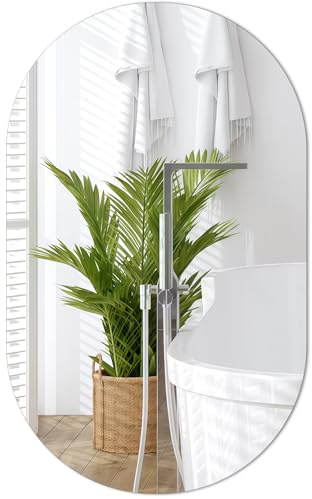 TSKDKIT Oval väggspegel 50 x 35 cm självhäftande spegel för väggar, självhäftande ramlösa HD-glasspeglar för badrum, hall, sovrum