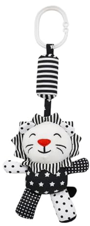MOLUCKFU Pendentif Pour Berceau Bébé Noir Et Blanc Jouet Musical Lionceau, Jouet à Thème Animal Stimulant La Perception Visuelle, Compact Et Léger Pour -né,