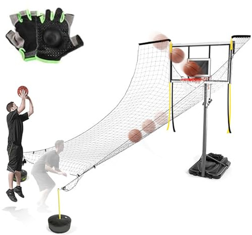Automatisk basketboll ringreturer, studsfäste med nät, roterbar skjutanordning, catcher träningsutrustning för hem- och utomhusträning