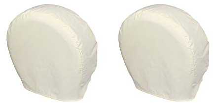 Explore Land Tire Covers 2 Pack - Tough Tire Wheel Protector for Truck, SUV, Trailer, Camper, RV - Universal Fits Tire Diameters 26-28.75 inches, White