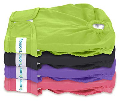 Teamoy 4er Set Weibliche Hundewindeln, Umweltfreundliche & Wiederverwendbar Wickelwindeln für Hunde, Waschbare Windeln für Hündinnen, (S)