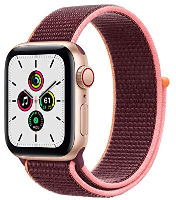 Apple Watch SE 2020 (GPS + Cellulaire, 40MM) Boîtier en Aluminium Or avec Bracelet Sport Plum (Reconditionné)