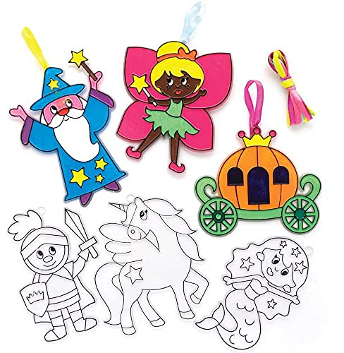 Baker Ross FE512 Fairy Tale Suncatcher Craft - Pack of 10, Stained Glass Effect For Kids to Decorate and Display for Arts and Craft Activities