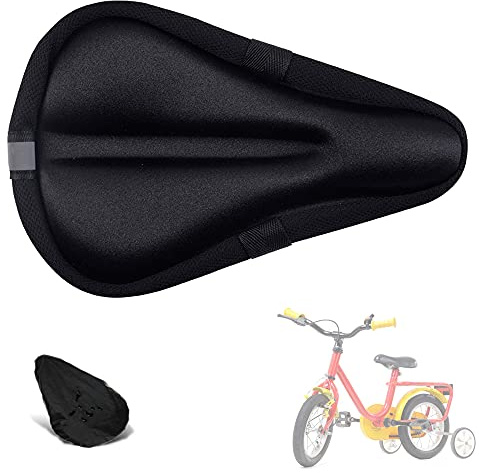 Liyamobu Kids Gel Bike Seat Cushion Cover for Boys & Girls, 9x6 Breathable & Extra Soft Memory Foam Children Bicycle Saddle Pad with Water&Dust Resistant Cover