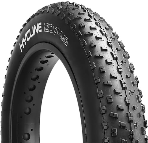 Hycline Fat Bike Replacement Tire: 20x4.0 Inch Puncture Resistant Folding MTB Bicycle Tires, All Terrain High-Density Bike Tires with Street or Trail Riding-Black