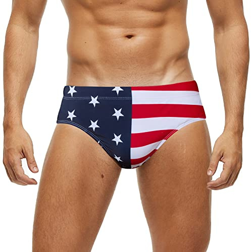 Arcweg Bañador para Hombre, Pantalones Cortos y Ajustados, con Almohadilla extraíble, para Tiempo Libre, Bandera Nacional., XXL