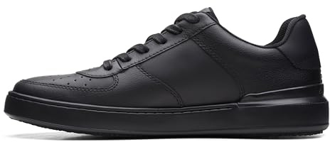 Clarks Men's Courtlite Tie Trainers, Black (Black Leather), 7 UK