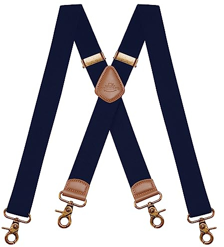 Dresime Bretelle da uomo per pantaloni con 4 ganci, bretelle vintage per uomo e donna elastiche e regolabili a forma di X per uso intensivo