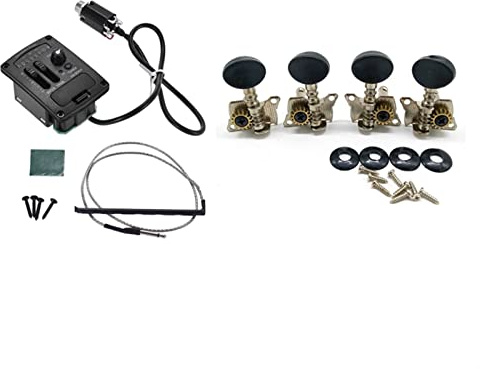 Gitarren Stimmwirbel 1 Ställ Ukulele Piezo Pickup Preamp 2-Band EQ Equalizer 4 St Metallöppnad Ukulele Tuning Pegs Tuners