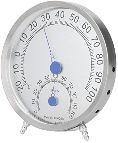 Rund Termometer Rostfritt Stål Utomhustermometer Hygrometer Vattentät Stor Vädertermometer Värmebeständig (med hållare) (Med Stativ)
