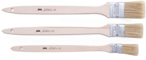 PENNELLIFICIO 2000 | Juego de 3 cepillos Profesionales para radiadores, con Mango de Madera para barnizar radiadores, perfiles y Esquinas, tamaño de la virola 3, 4, 5 cm, Fabricado en Italia