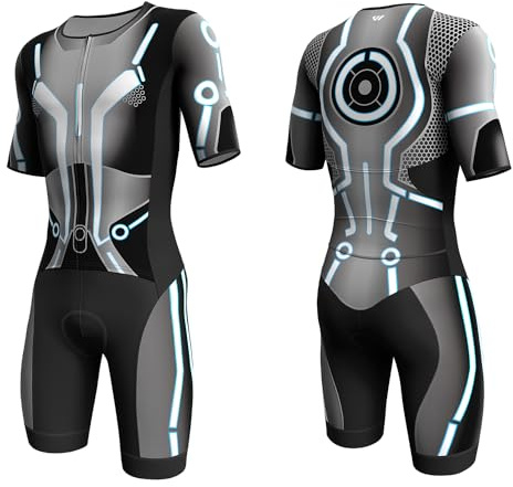 Lo.gas Herr Pro Trisuit kortärmad triathlondräkt för ironman-tävlingar och triathlon-tävlingar – högkvalitativ triathlondräkt för män, Blå 2, M