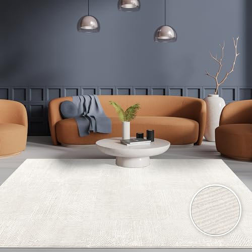Paco Home Teppich Wohnzimmer Schlafzimmer Kurzflor Skandinavisch Boho Geometrisch Abstrakte Muster weich 3D Effekt Modern Elegant Creme, Grösse:80x150 cm