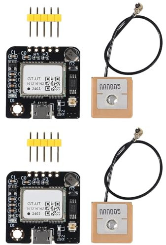 AOICRIE 2pcs GT-U7 GPS Module Navigation Satellite Positioning GPS Receiver Compatible with NEO-6M 51 Microcontroller STM32 R3+ IPEX Active GPS Antenna for Raspberry Pi Drone Flight