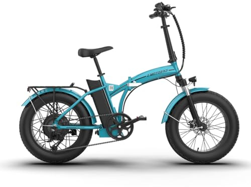 EMotorad Toledo | Vélo Électrique Pliable pour Adultes | Pneus Kenda Fat Tire 20x4 | Moteur 36V 250W | Batterie Amovible 13Ah | 5 Niveaux d’Assistance | Écran LCD (Tiffaany Blue)