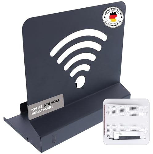 foto-kontor Wandhalterung kompatibel mit AVM FRITZBox 6690/6591 Modem Stabile Routerhalterung aus Metall mit Kabelmanagement Schutz gegen Überhitzung schwarz