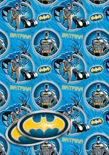 Papel de regalo de Batman con 2 hojas y 2 etiquetas