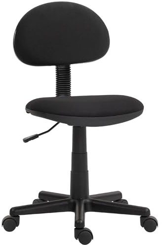 HOMCOM Sedia da Ufficio Girevole ad Altezza Regolabile, Sedia per Scrivania in Tessuto Elastico e Acciaio per Studio, 43x51x73-85 cm, Nero