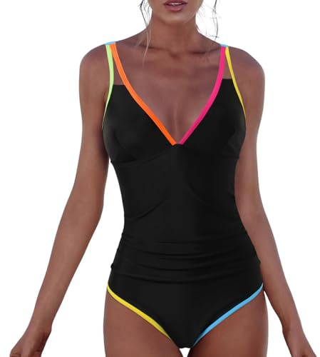 Costume Donna Intero Costume Intero Piscina Donna Modellante Contenitivo Nuoto Bikini da Costumi Mare Bianco Fascia Interi Curvy Triangolo Sportivo Bagno per XL Modellanti A Contenitivi con Coppe