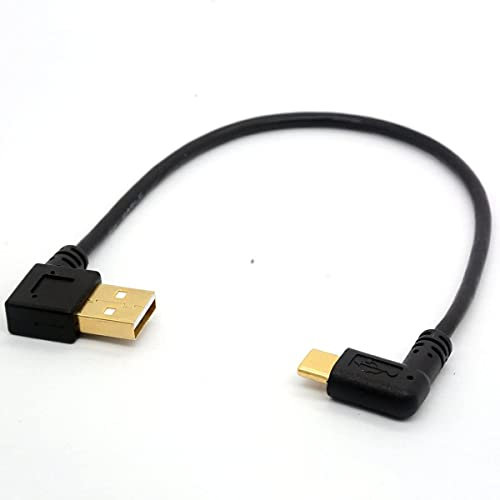 HUHANGGod Gold Plated Angled USB C Cable Extension 90 Degree Type C to USB 2.0 Right Angle Male Converter Data Sync USB-C Adapter cord (USB 2.0 Right)