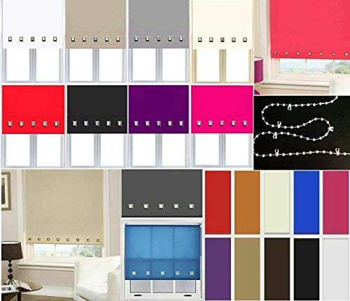 Trendi® Roller Blinds Easy Fit Trimable Home Office Window Square Eyelet Roller Blind (Silver, WIDTH 60cm x DROP-160cm)