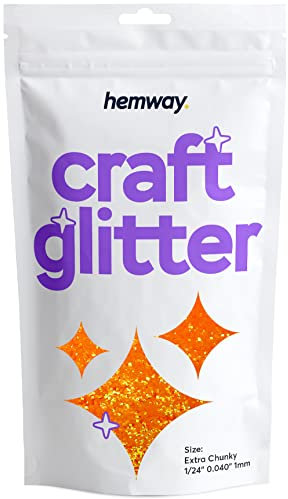 Hemway Fluorescent UV orange Craft Glitter - Extra Chunky 1/24 0,04 Für Glitter Arts Craft Tumblers Papier Glasdekorationen DIY - 100g