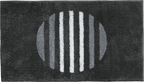 Erwin Müller Badematte, Badteppich, Badvorleger Streifen Matala - rutschhemmend, angenehmer Hochflor, für Fußbodenheizung geeignet - anthrazit Größe 60x100 cm
