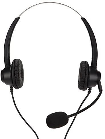 Telefonheadset, 2,5 MM Telefonheadset Binaural Brusreducering Trådbundet Dubbelsidigt Företagsheadset med Mikrofon för Telefonförsäljning, Telefonkonferens