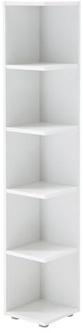 CORNER Light Eckregal in Weiß - Platzsparendes Standregal mit 5 offenen Fächern für Wohnzimmer, Jugendzimmer oder Flur - 24 x 142 x 26 cm (B/H/T)