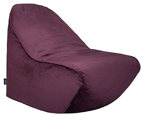 Loft 25 Sedia a Sacco per Interni 100x80cm, Poltrona Sacco da Gioco per il Salotto Degli Adulti, Leggera Bean Bag con Maniglia di Trasporto, Ergonomico Pouf Sacco (Melanzane, Tessuto Velluto)