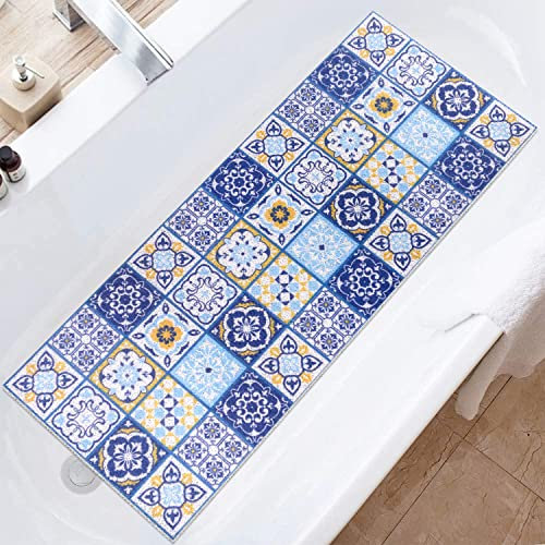 Badewannenmatte rutschfest, Weich Komfort Sicherheits Duschmatte rutschfest mit Ablauflöchern, PVC-Luffa Massage Badematte für Badewanne,Dusch und Nassbereiche