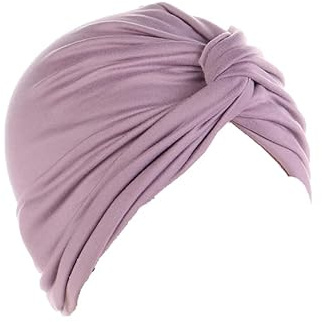 Chemo Headwear Headwrap Scarf Beanie Hat Women Stretch Knot Front Turban Olive Green (A Lilac)