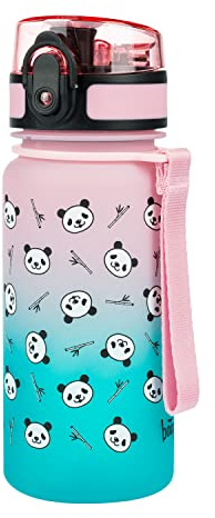 Baagl Kinder Trinkflasche Auslaufsicher Wasserflasche 350ml, Kindergarten Schule und Sport Flasche für Mädchen Tritan (Panda)