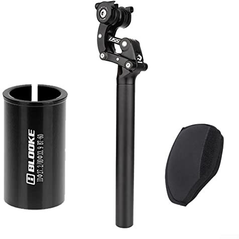 RANRAO Aluminium Fahrrad-Sattelstütze, Fahrrad Federsattelstütze, Sattelstütze Gefedert Stoßdämpfer, Fahrradsattelstütze Sattelfederstütze, für E-Bike, MTB, Trekking, About 800g/set