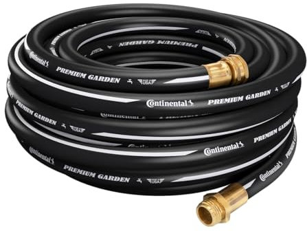 Continental Premium Garden, robuster Kaltwasser-Gartenschlauch, 1,6 cm Innendurchmesser x 7,6 m Länge, Außengewinde x Innengewinde, Schwarz
