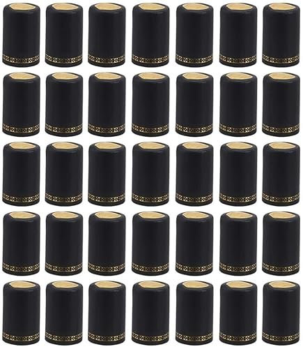 200 pièces Capsules thermorétractables Bouteille de vin Bouchon rétractable Vin rétractable Wrap Capsules de Bouteille de vin pour Caves à vin 33mm NoirIntelligent et Attrayant.