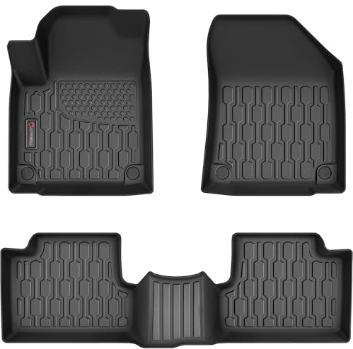 AUTOBULL Floor Mats Compatible with 2016-2023 Jeep Cherokee (Not for Grand Cherokee), All Weather TPE Floor Liners, Custom Fit Car mats, 1st & 2nd Row, Black
