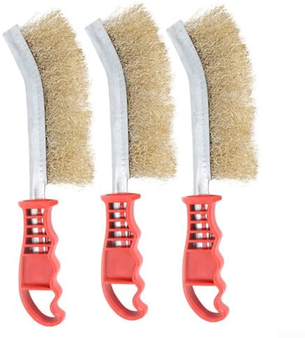 Messing Grillbürste 3er Set, Messing feine Borsten Drahtgrillbürste zum sicheren Reinigen von Porzellan- und Keramikrosten, Reinigung von Schweißschlacke und Schweißnähten