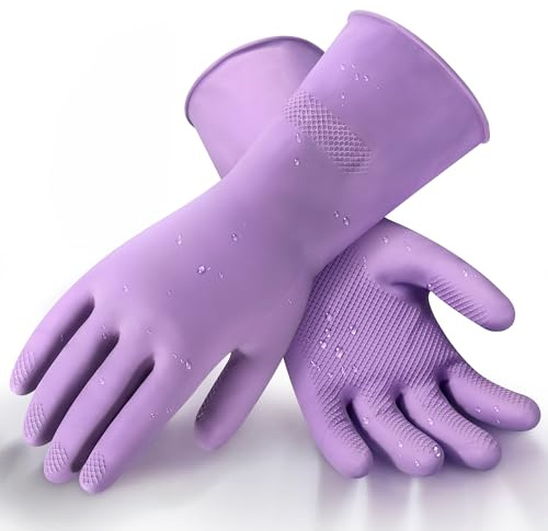ZaoKing Heavy Duty Rubber Gloves,Durable Kitchen Gloves with Non-slip Grip,Car Washing Gloves Suitable for Dish Washing,Household Cleaning,Gardening,Medium