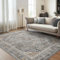 GENIMO Teppich für Wohnzimmer Schlafzimmer 120 x 170 cm, Boho Waschbarer Teppich, Kurzer Flor, rutschfeste Rückseite, Grau