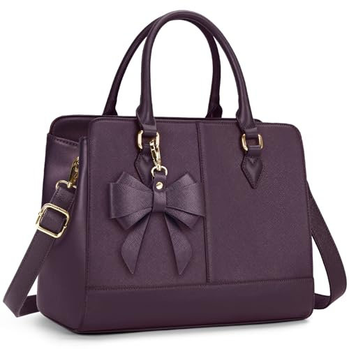 RAINSMORE Handtasche Damen Mittelgroß PU Leder Tasche Damen Henkeltaschen Damenhandtasche Damentaschen Tote Bag Schultertaschen Shopper 13 Zoll Lila