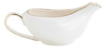 Bamboo Sea Salsera Salsera con Mango ergonómico y decoración de Borde Dorado Salsera de Porcelana Fina Blanca for Salsa, Salsas Calientes, aderezos for ensaladas, Leche, más Taza para Salsa