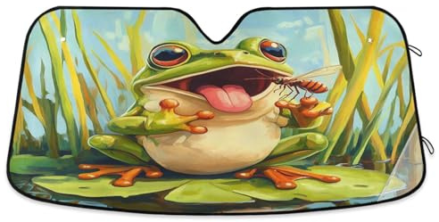 Pare Soleil Voiture Cute Frog Lily Pad Insect Bache Pare Brise Détachable Bache Voiture Protection Avant Housse De Protection Solaire pour SUV Travel Camion M