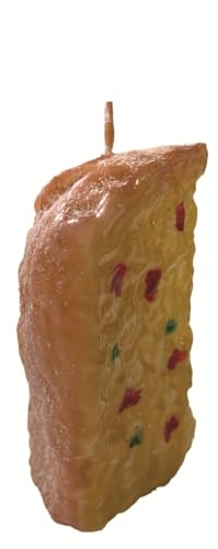 Cereria Di Giorgio - Candela a Forma di Fetta di Panettone con Canditi - Color Caramello - Lunghezza 6 cm Altezza 13 cm - Artigianale - Idea Regalo Natale