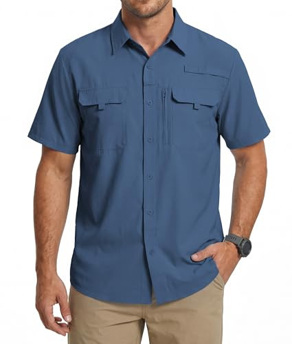 Men's UV Protection Short Sleeve Shirt UPF 50+ Cooling Quick Dry Hiking