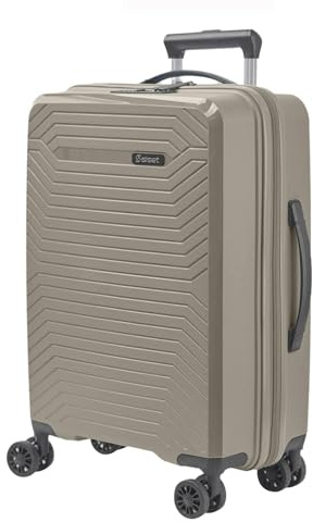 SISET Air Nova Maleta de Cabina Expandible (55x40x23/26cm) Fabricada en Polipropileno, 4 Ruedas Dobles Silenciosas, Cerradura con Combinación TSA, (Pequeña), (52L), (2.7kg), (Beige).