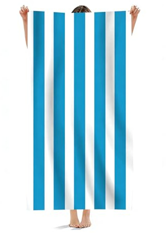 Beach Towe, Blue and White Stripes Beach Towels for Adults, Soft and Lightweight Microfiber Beaches Towel, Quick Dry and Sand Free Large Beaches Towel, for Pool Swim Yoga Camping Gym(75x150cm)