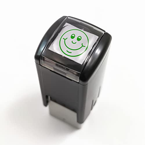 Mini Smiley Happy Face Pre Inked School Reward Feedback Marking Stamper Stamp 10mm Primary Teaching Services (Green)