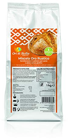 Ori di Sicilia -Miscela Oro Rustico semilavorato in polvere per pane e pizza senza glutine, kg1